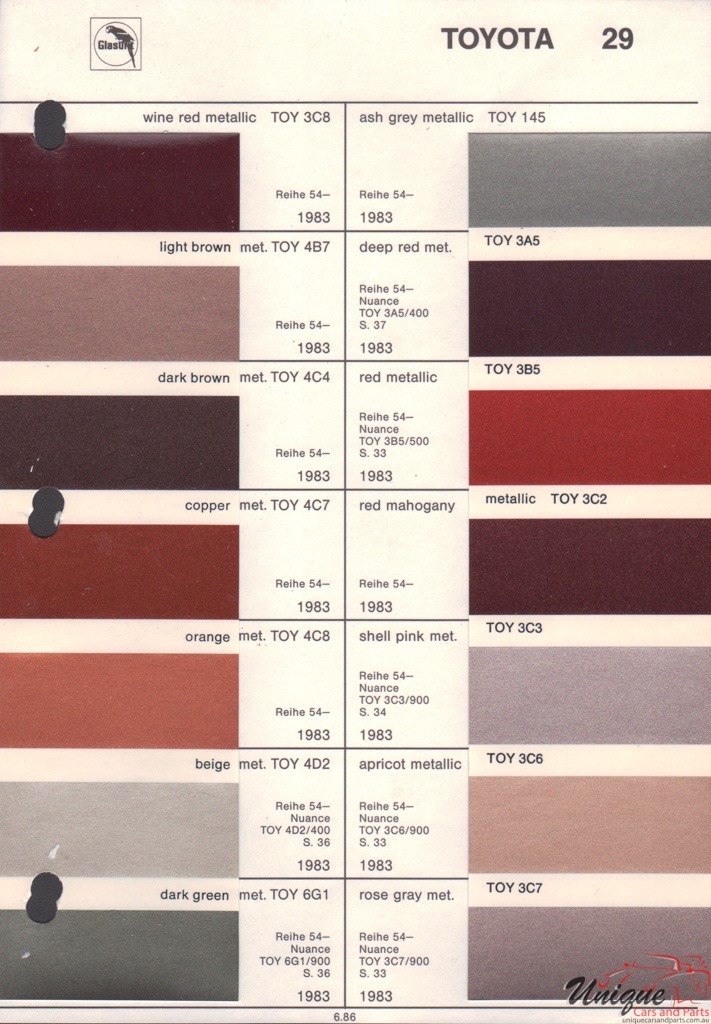 1983 Toyota Paint Charts Glasurit 4